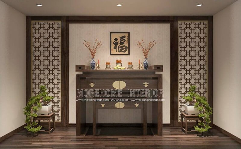 Bố trí nội thất phòng thờ đẹp, sang trọng tại Gamuda. Thiết kế nội thất biệt thự